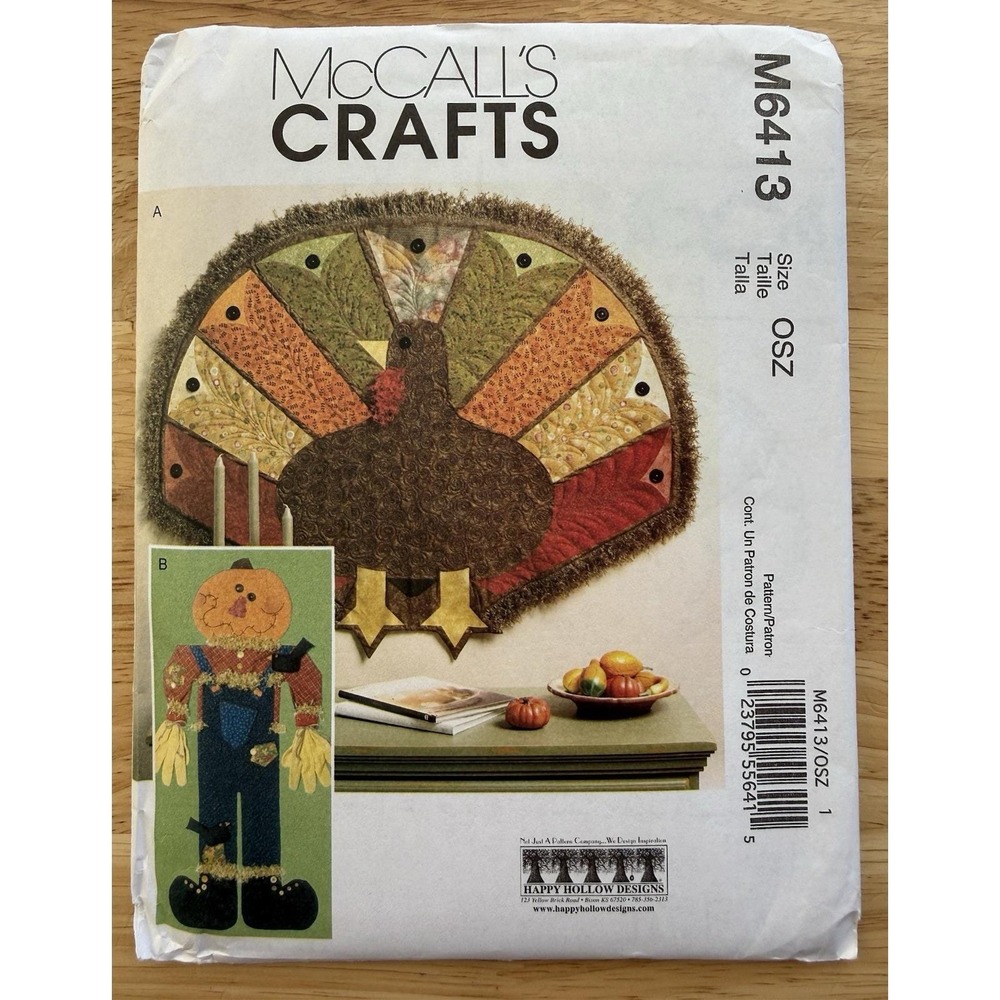 McCall's Crafts Happy Hollow Designs Pattern M6413 Turkey & Scarecrow OSZ Uncut